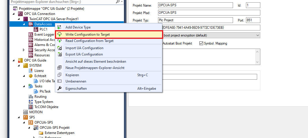 DataAccess – Write Configuration to Target