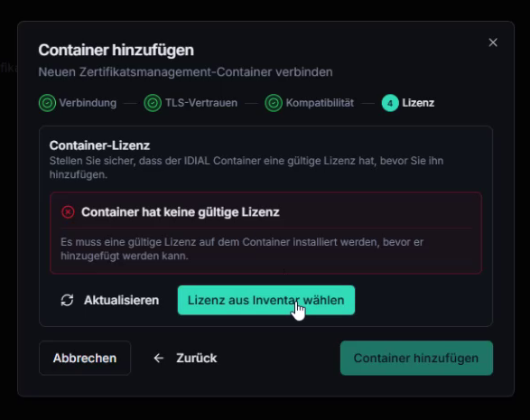 Container ohne Lizenz