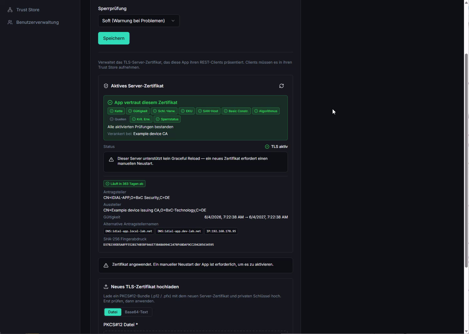 Server-Zertifikat vertrauenswürdig