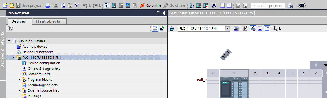 Compiling the configuration in TIA Portal