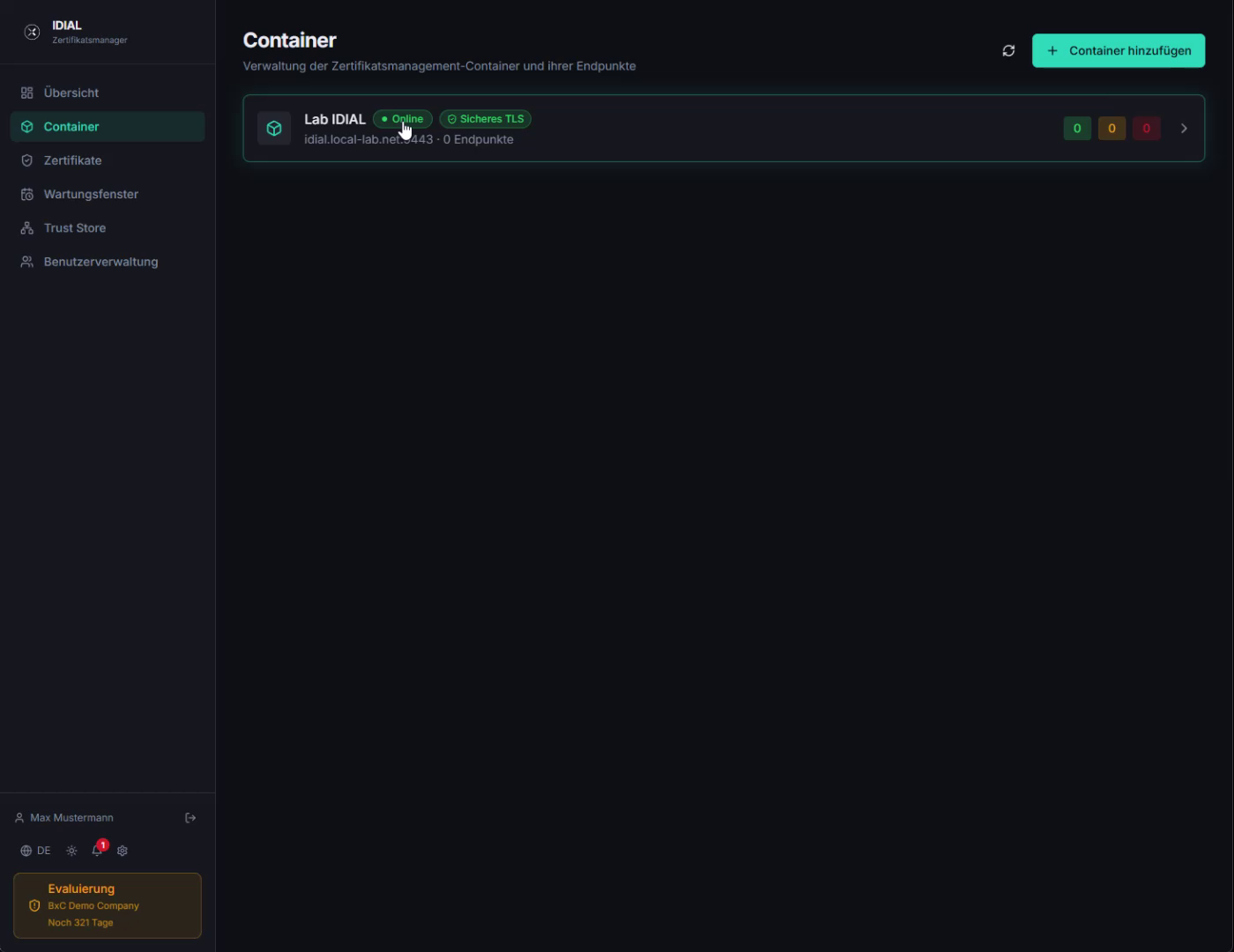 Container Successfully Added