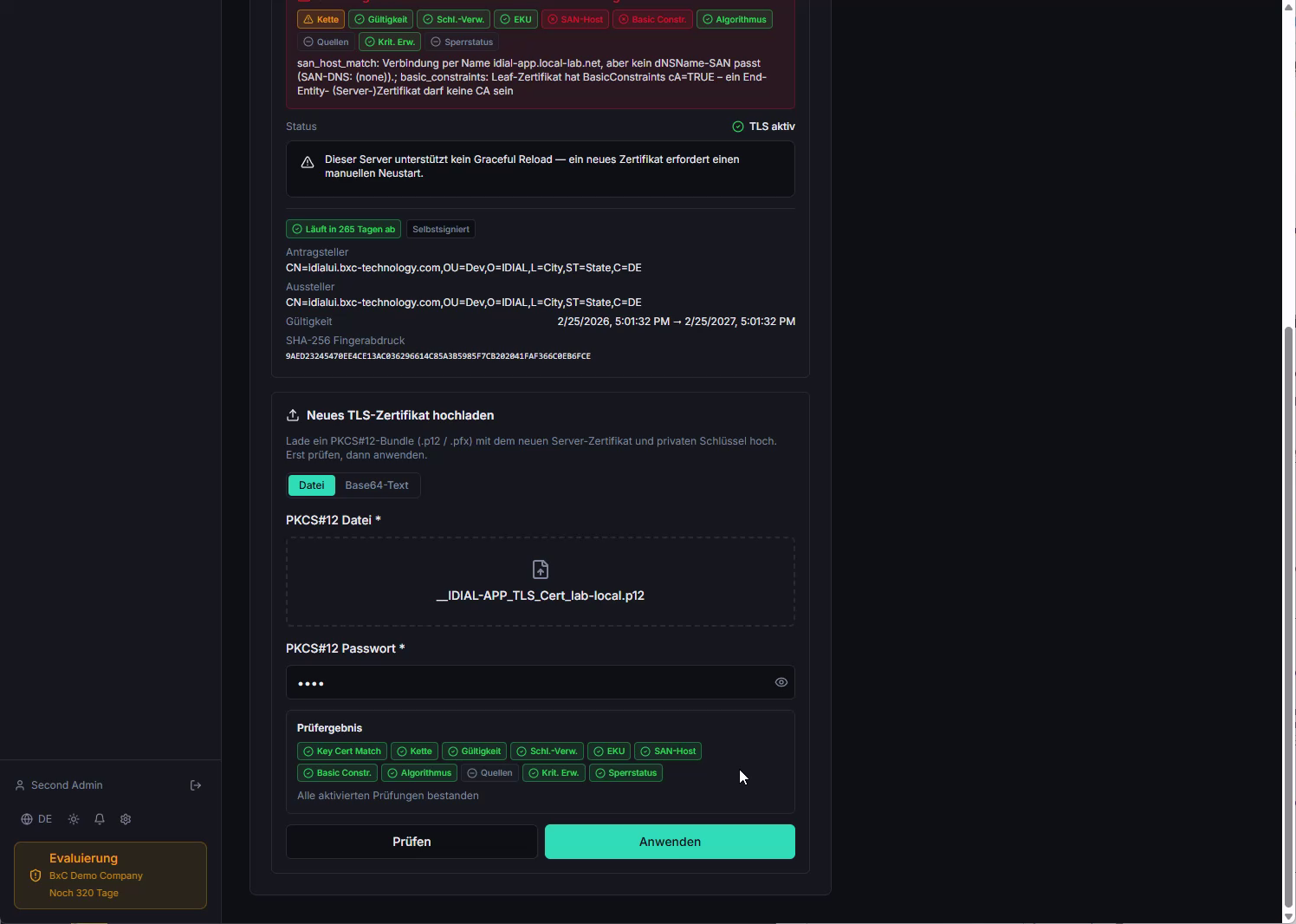 TLS Verification Result