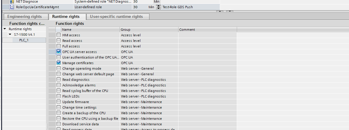 Assigning runtime rights to the new role
